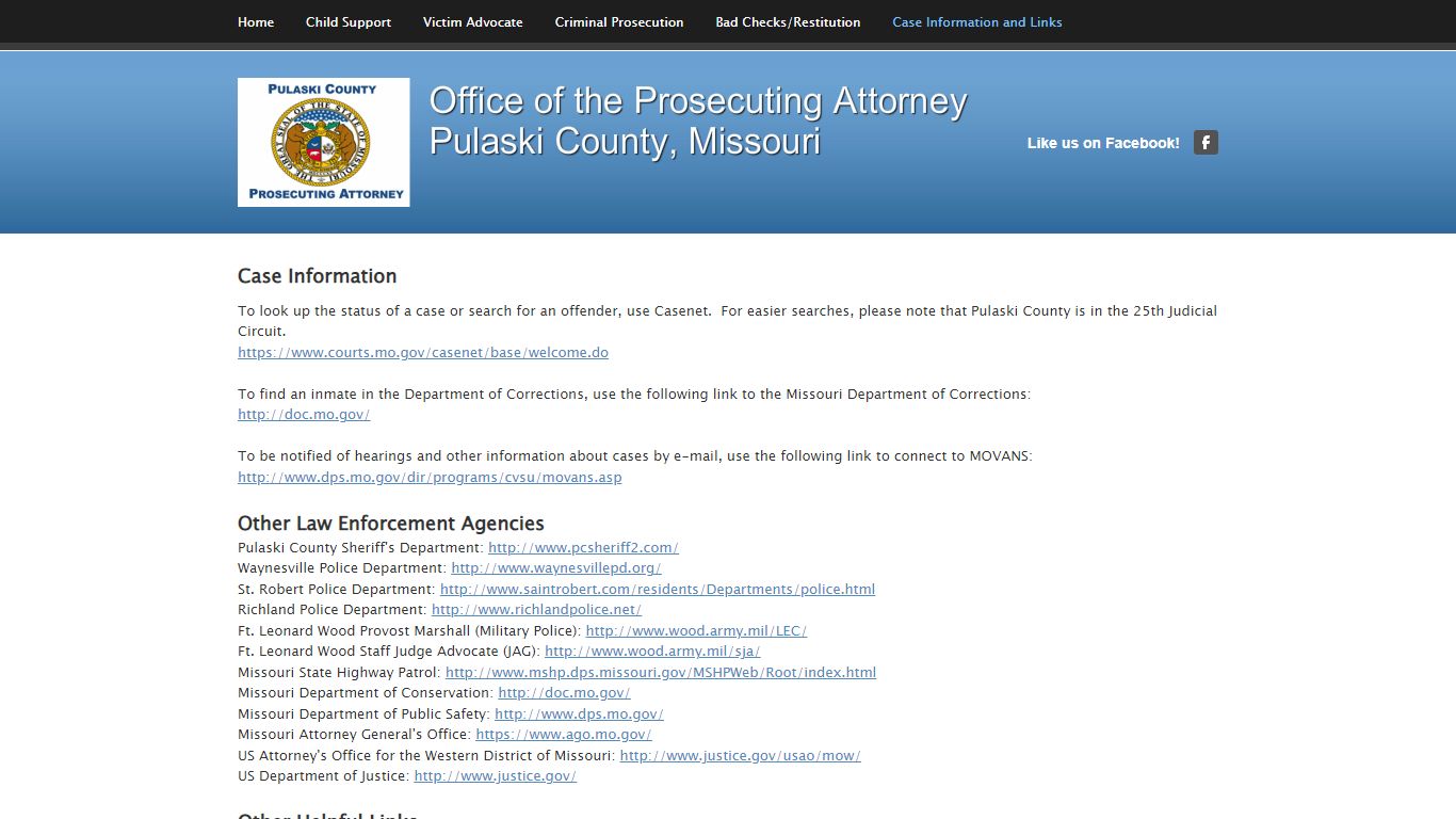 Case Information - Office of the Prosecuting Attorney Pulaski County ...